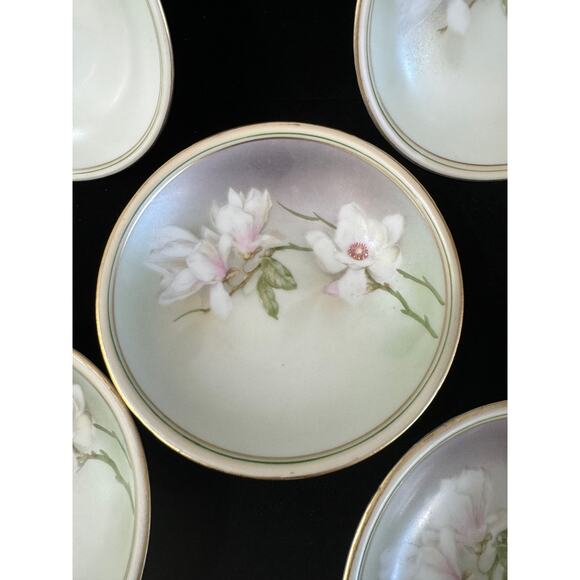 (5) RS Reinhold Schlegelmilch Germany hand painted floral bowls gold rim 5" - Picture 2 of 8